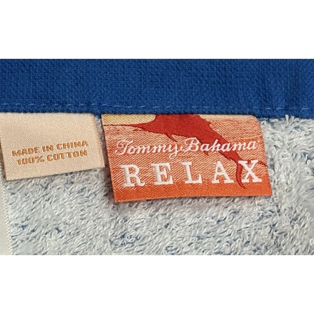 TOMMY BAHAMA Blue & Gold Marlin Beach Towel - 100% Cotton - 30”x60” - NWOT
